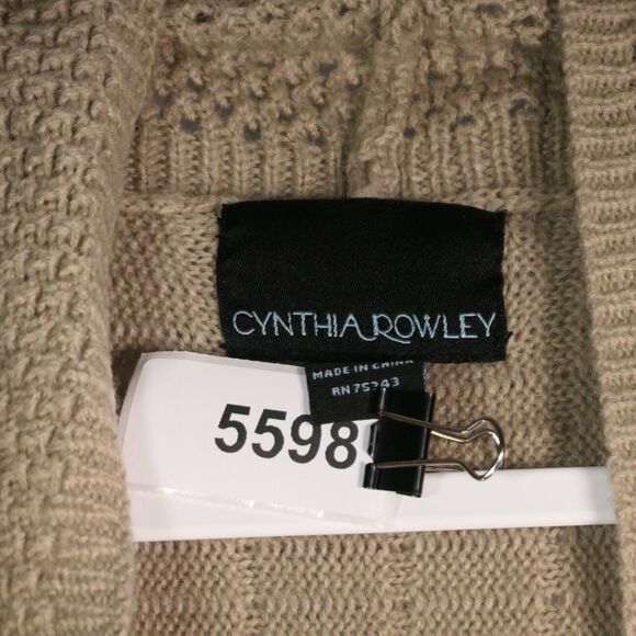 Cynthia Rowley Cardigan Sweater Womens M Brown Wool Blend Pretty Knit Long Boho - Picture 7 of 7